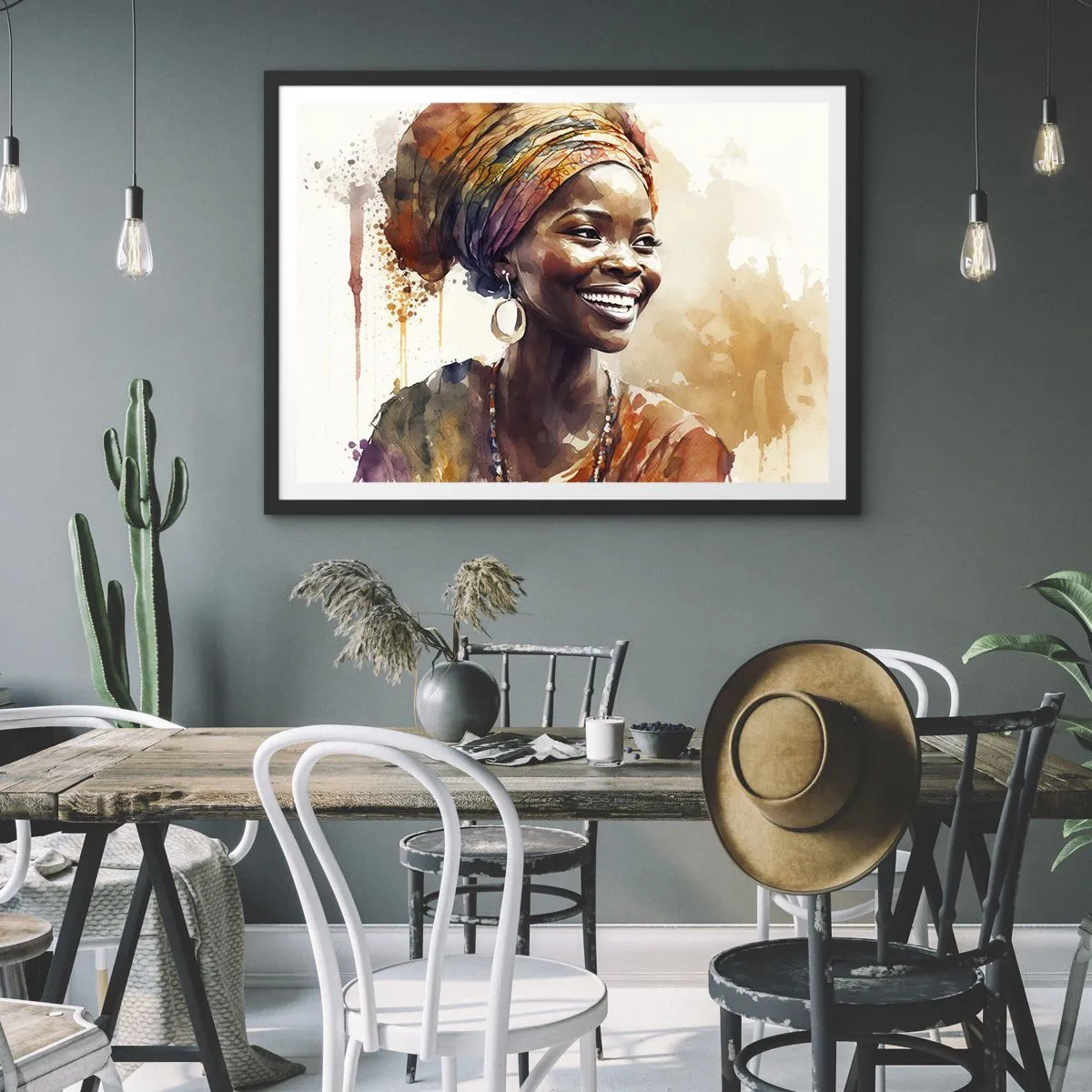 Poster în ramă neagră - Regina africană - 70x50 cm