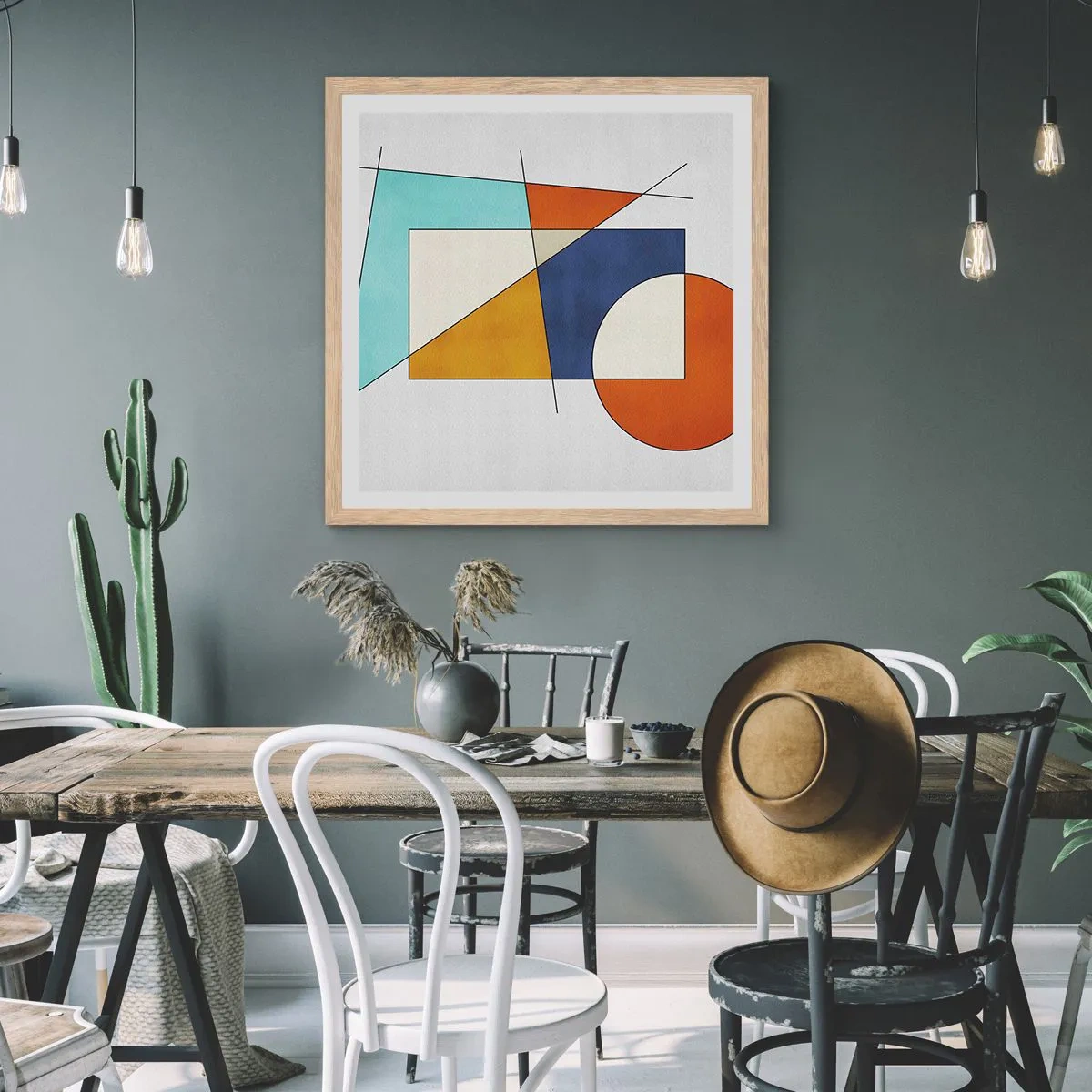 Poster în ramă de stejar deschis - Abstracție: distracție modernistă - 40x40 cm