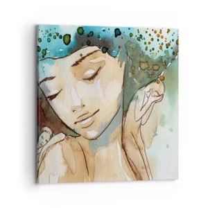 Tablou pe pânză - Lady în albastru - 70x70 cm