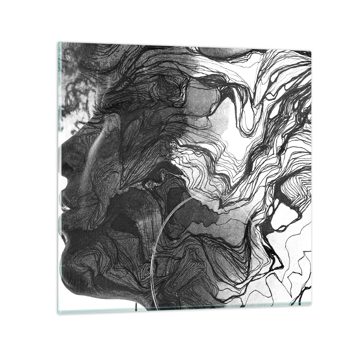 Tablou pe sticlă - Încurcată în vise - 70x70 cm