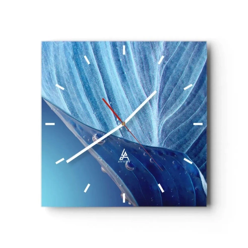 Ceas de perete - Ceas pe sticlă - Picături ascunse de albastru - 30x30 cm