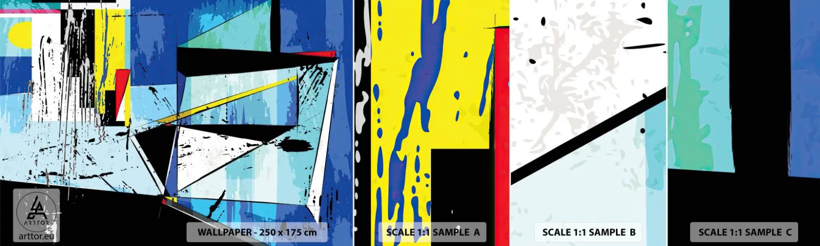 Mostră de Tapet Standard Eco - Privind lumea dintr-un unghi... - Abstracția, Bucată, Model modern - 100x30 cm