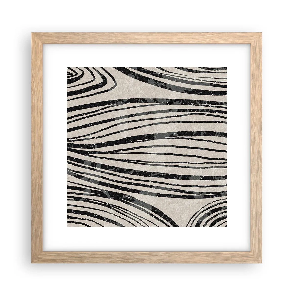 Poster în ramă de stejar deschis - Deversare de linii - 30x30 cm
