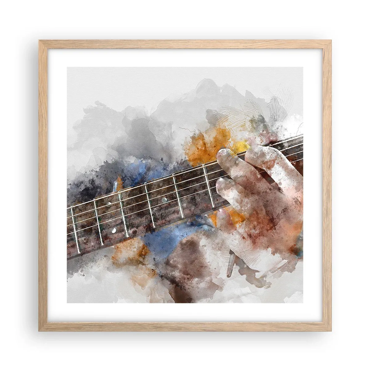 Poster în ramă de stejar deschis - Poezie între corzi - 50x50 cm