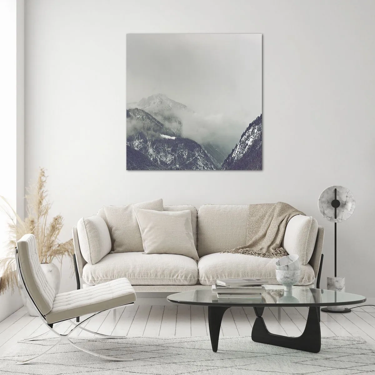 Tablou pe sticlă - Valea cețoasă - 30x30 cm