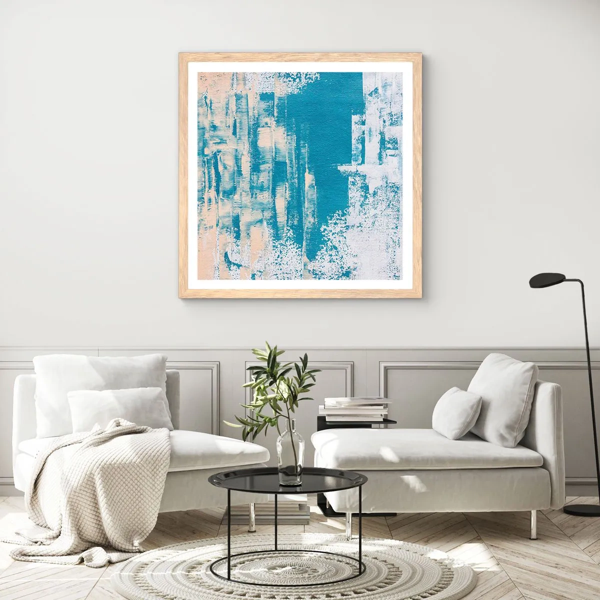 Poster în ramă de stejar deschis - Prin ţurţur de gheață - 60x60 cm