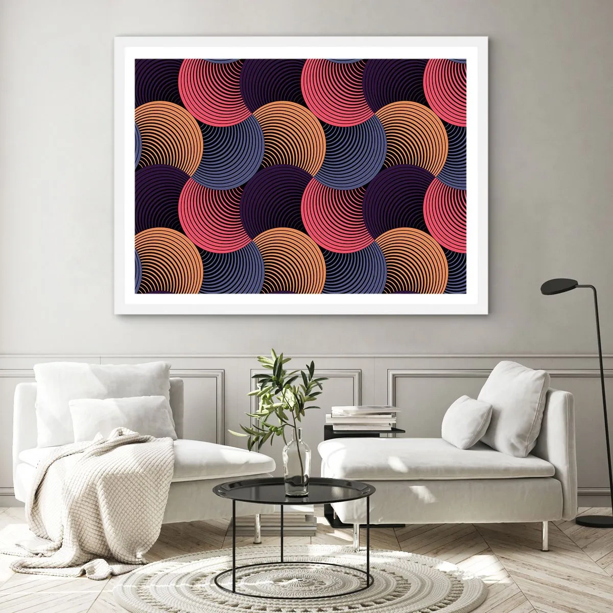Poster în ramă albă - Într-un ritm de cerc - 70x50 cm