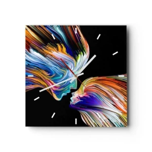 Ceas de perete - Ceas pe sticlă - Fuziune de energie și lumină - 30x30 cm