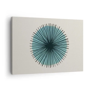 Tablou pe pânză Canvas - Formă circulară abstractă cu raze albastre - 70x50cm - Radiant pe albastru - Decorațiune modernă pentru perete pentru living și dormitor ARTTOR