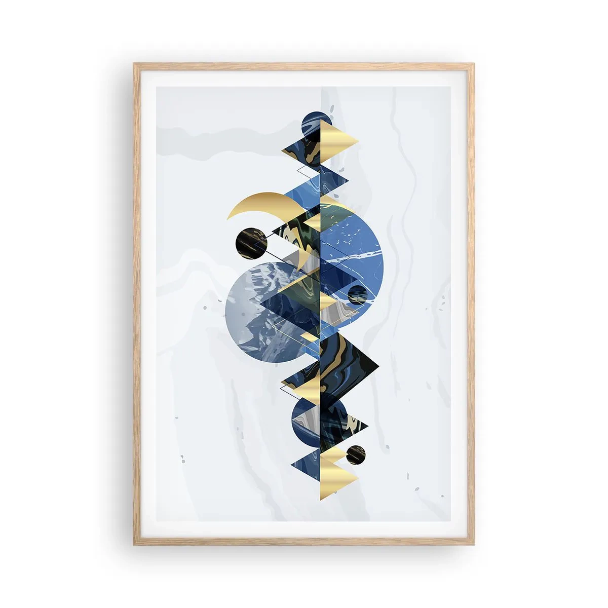 Poster în ramă de stejar deschis - Peisaj geometric - 70x100 cm
