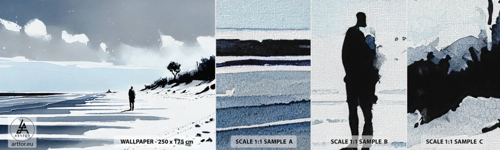 Mostră tapet Premium Canvas - Singuratic - Peisaj, plajă, Bucată - 100x30 cm