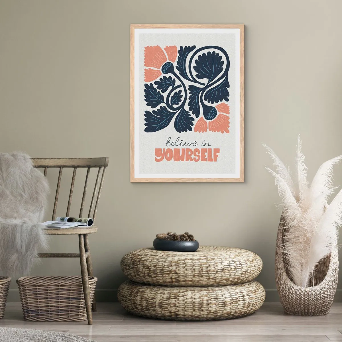 Poster în ramă de stejar deschis - Și tu înflorești - 30x40 cm