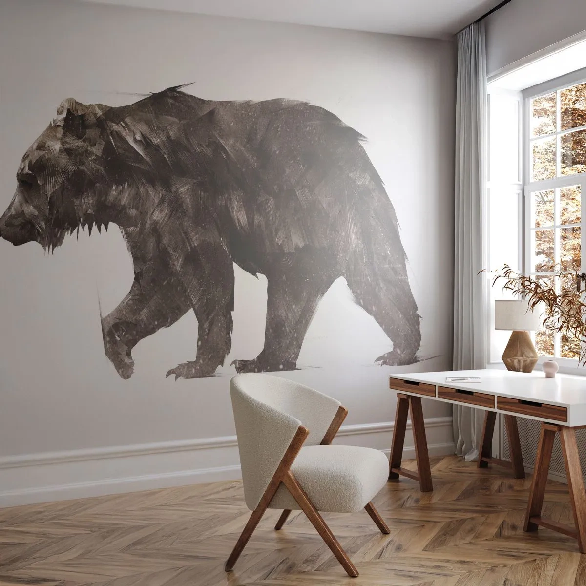 Tapet Standard Eco - Întotdeauna port blană adevărată! - Animale, Urs, Abstracția - 400x280 cm
