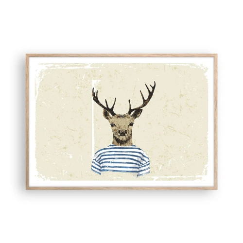 Poster în ramă de stejar deschis - Pentru că îmi plac cămășile cu dungi! - 100x70 cm