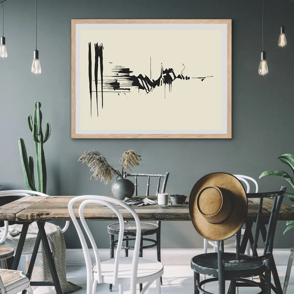 Poster în ramă de stejar deschis - Abstracție pripită - 100x70 cm