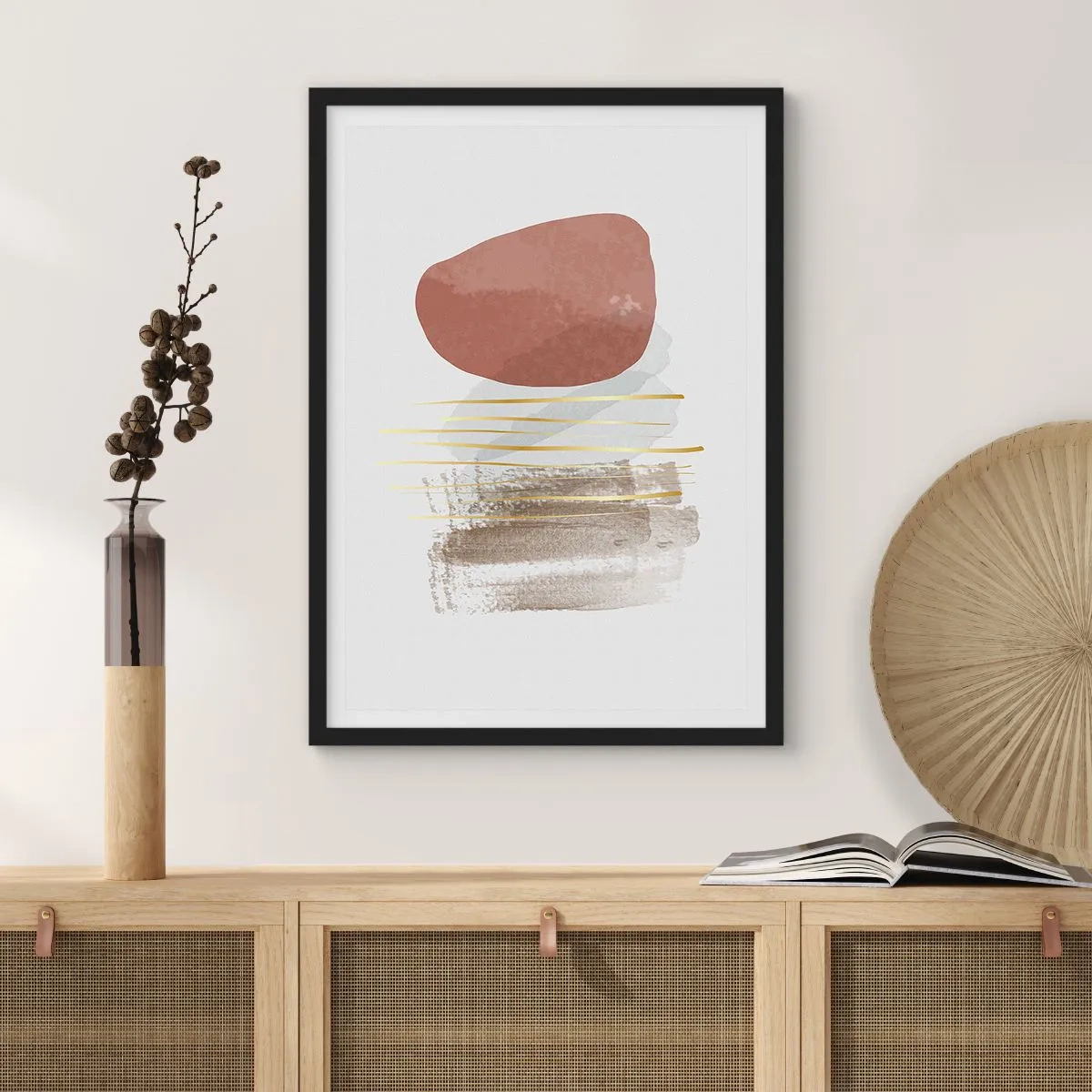 Poster în ramă neagră - Colonadă abstractă - 61x91 cm