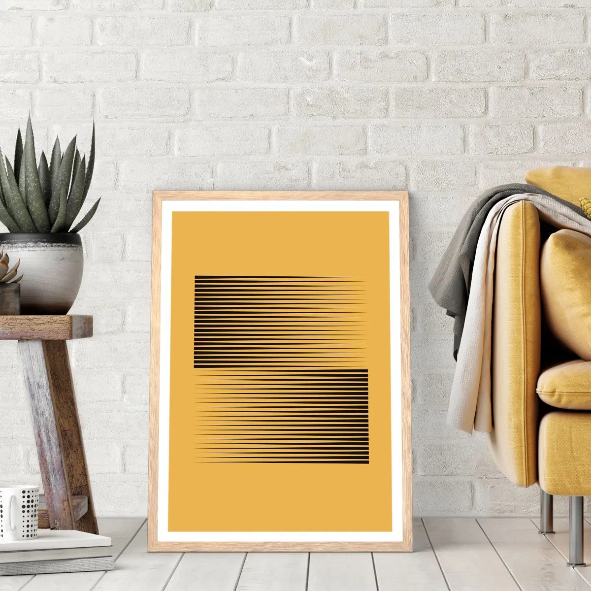 Poster în ramă de stejar deschis - Pătratul contrariilor - 70x100 cm