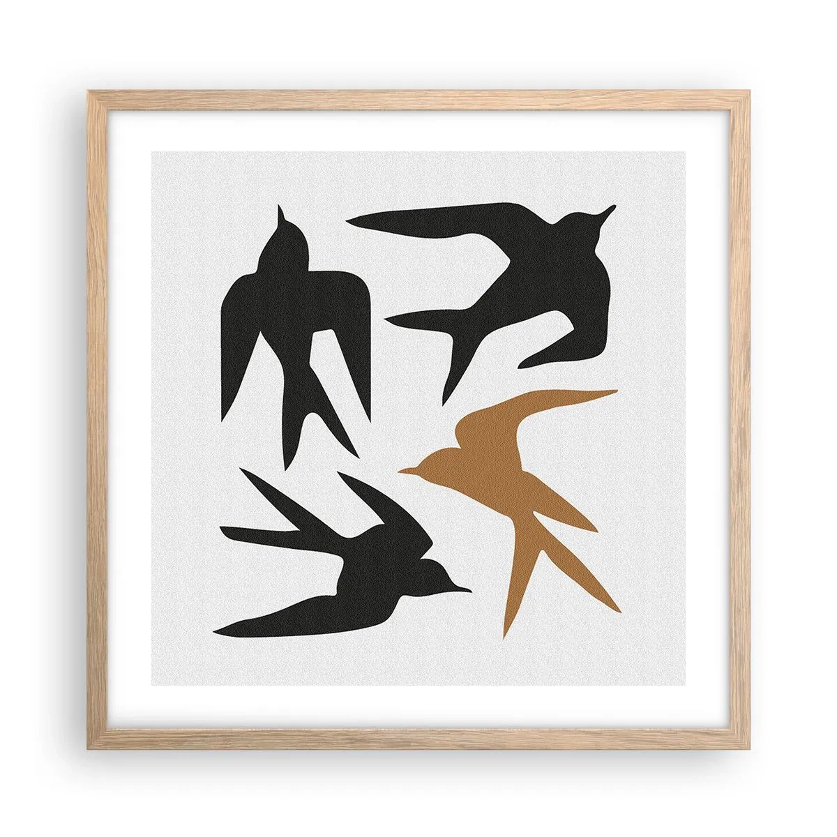 Poster în ramă de stejar deschis - Jocurile rândunelelor - 50x50 cm