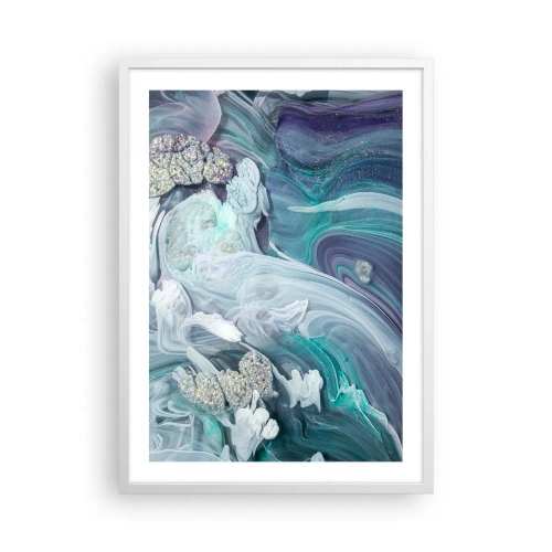 Poster în ramă albă - Râuri de albastru - 50x70 cm