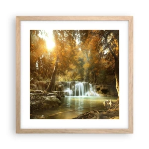 Poster în ramă de stejar deschis - Cascadă în parc - 40x40 cm