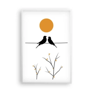 Poster în ramă albă - Seară cu privighetori - 61x91 cm