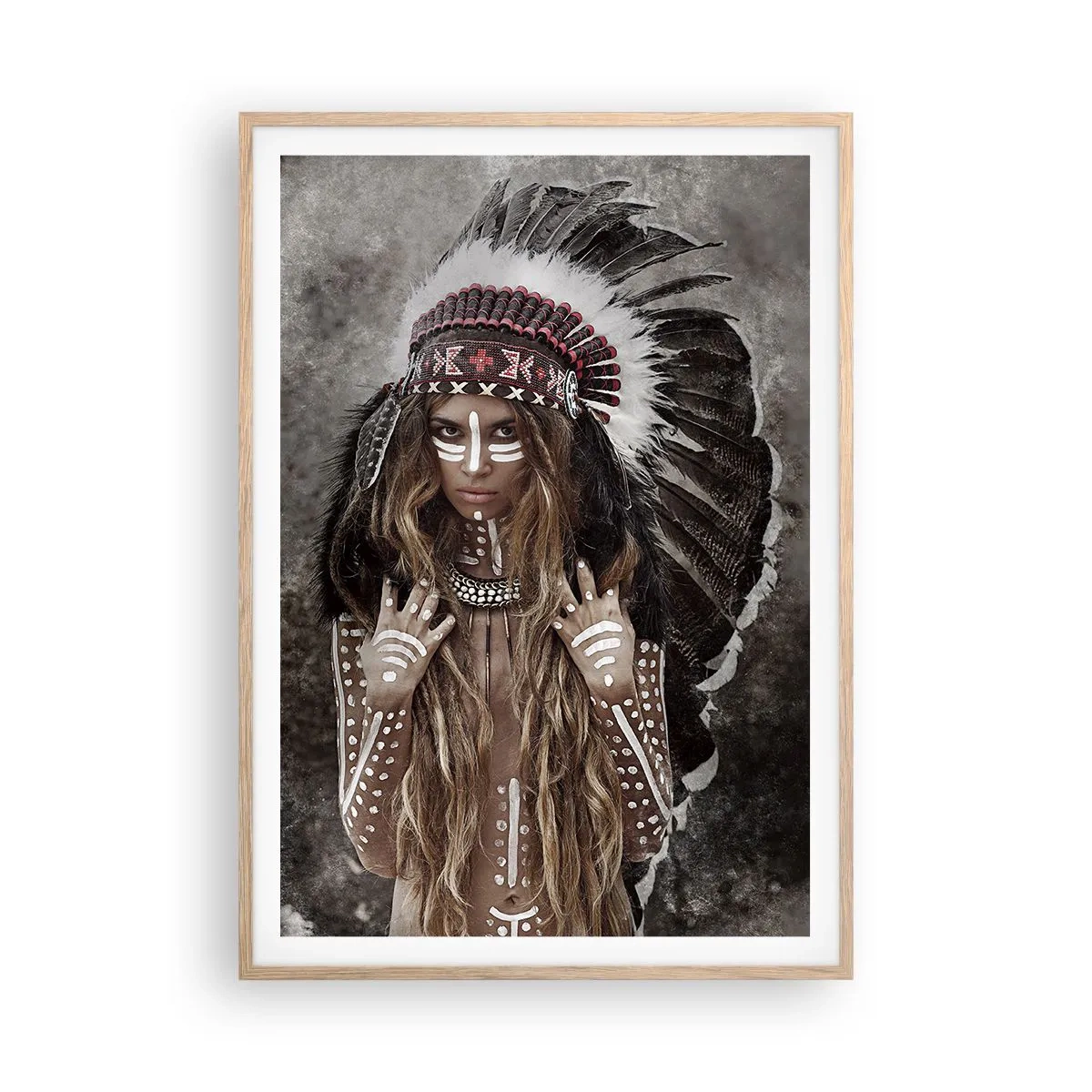 Poster în ramă de stejar deschis - Secretul puterii tribale - 70x100 cm