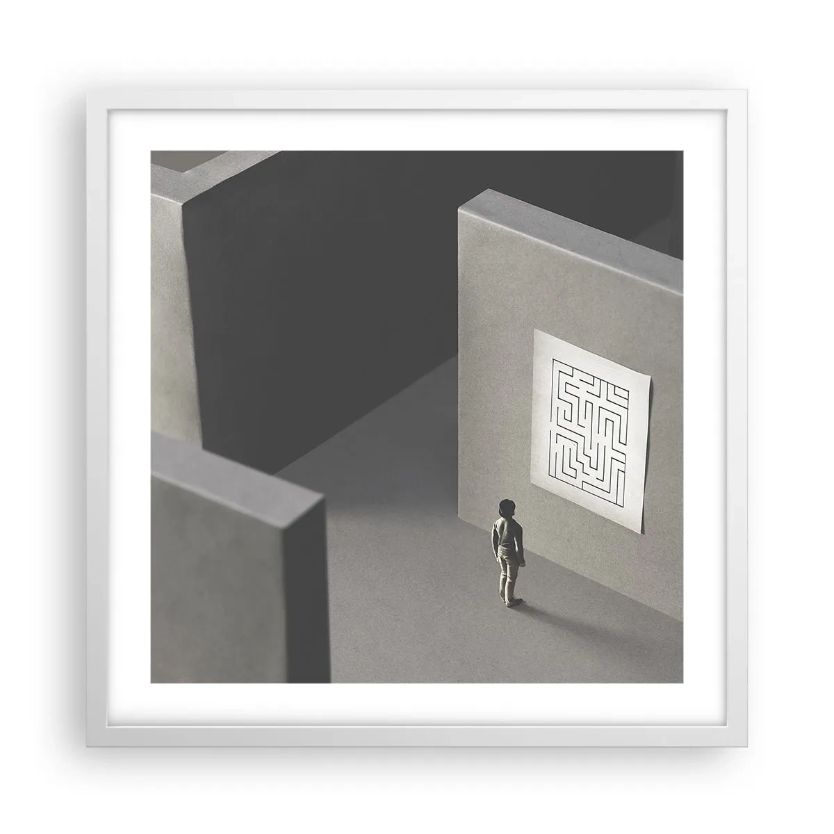 Poster în ramă albă - Dar unde sunt? - 50x50 cm