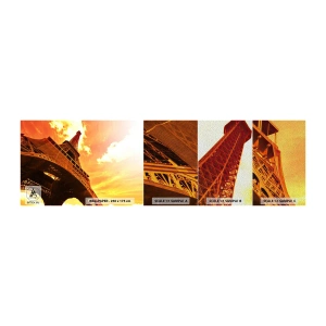 Mostră tapet Premium Sand - Monumental, pentru că aurit de soare - Oraș, Paris, turnul Eiffel - 100x30 cm