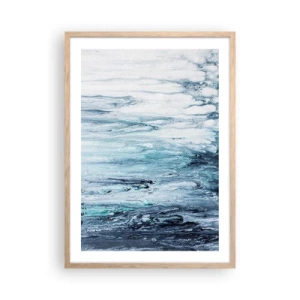 Poster în ramă de stejar deschis - Țurțuri de albastru - 50x70 cm