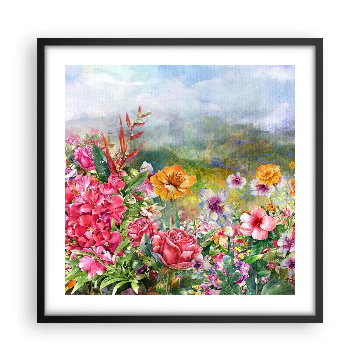 Poster în ramă neagră - O grădină înnebunită - 50x50 cm