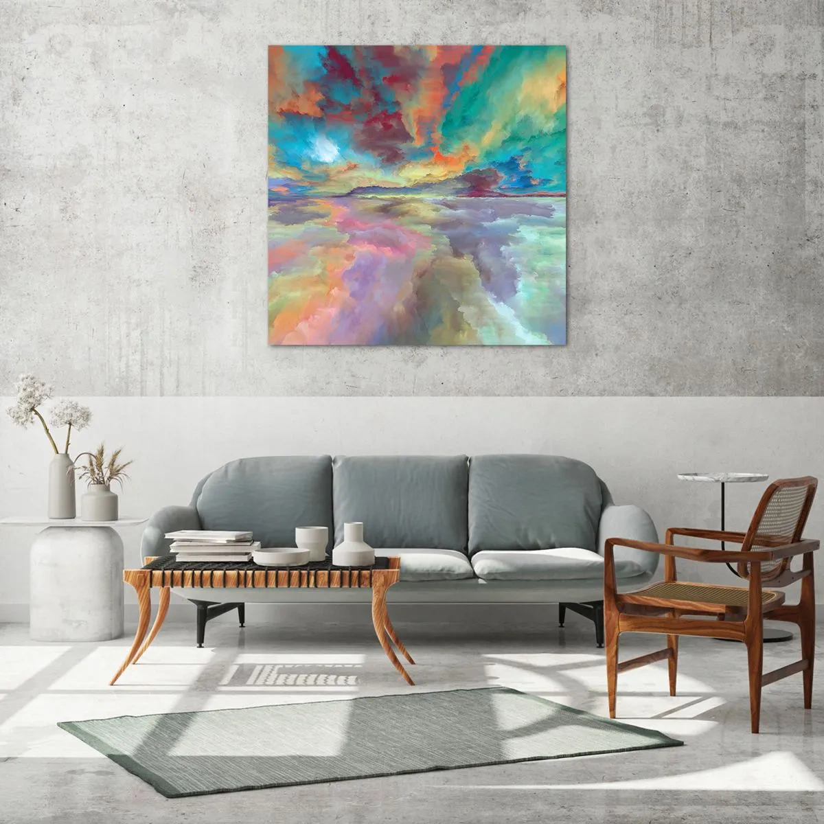 Tablou pe sticlă - Două ceruri - 70x70 cm