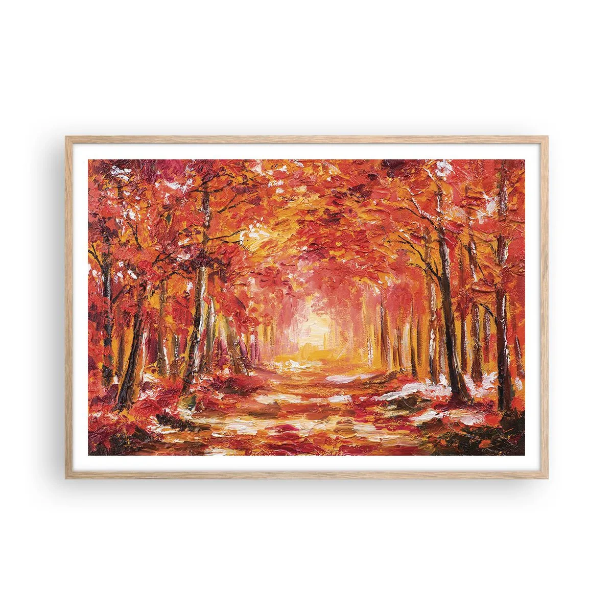 Poster în ramă de stejar deschis - Pădurea de cupru - 100x70 cm