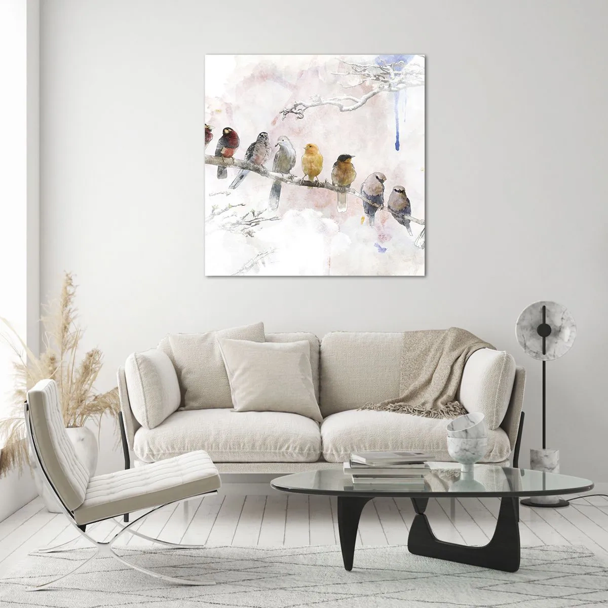 Tablou pe sticlă - Întâlnire înaripată - 60x60 cm
