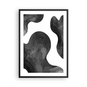 Poster în ramă neagră - Compoziție abstractă în alb-negru cu forme organice - 50x70cm - Calea Lactee - Decorațiune modernă pentru perete pentru living și dormitor ARTTOR