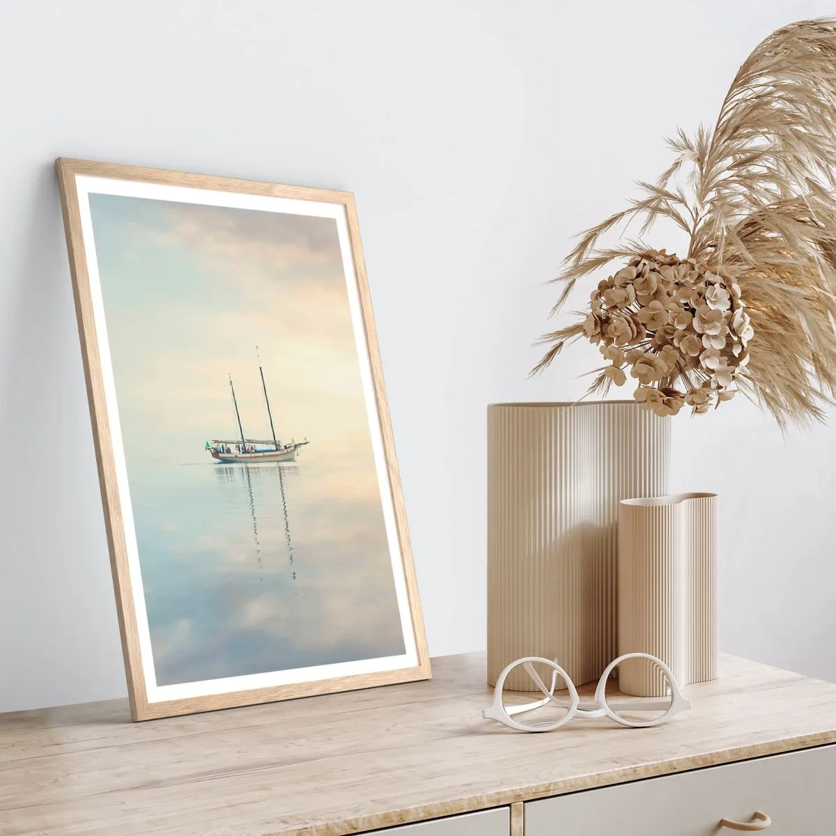 Poster în ramă de stejar deschis - În tăcerea mării - 50x70 cm