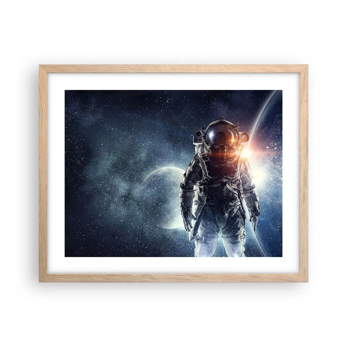 Poster în ramă de stejar deschis - Aventură spațială - 50x40 cm