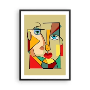 Poster în ramă neagră - Un portret cubist în culori intense - 50x70cm - Pereche asortată - Decorațiune modernă pentru perete pentru living și dormitor ARTTOR