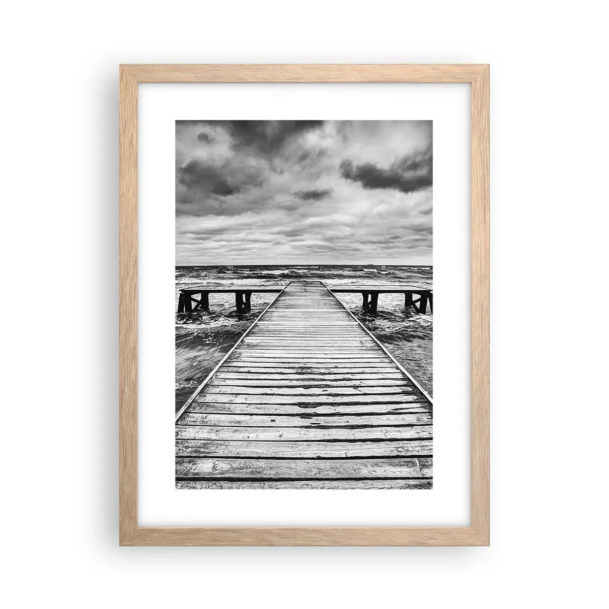 Poster în ramă de stejar deschis - Aștept ca vântul să fugărească... - 30x40 cm