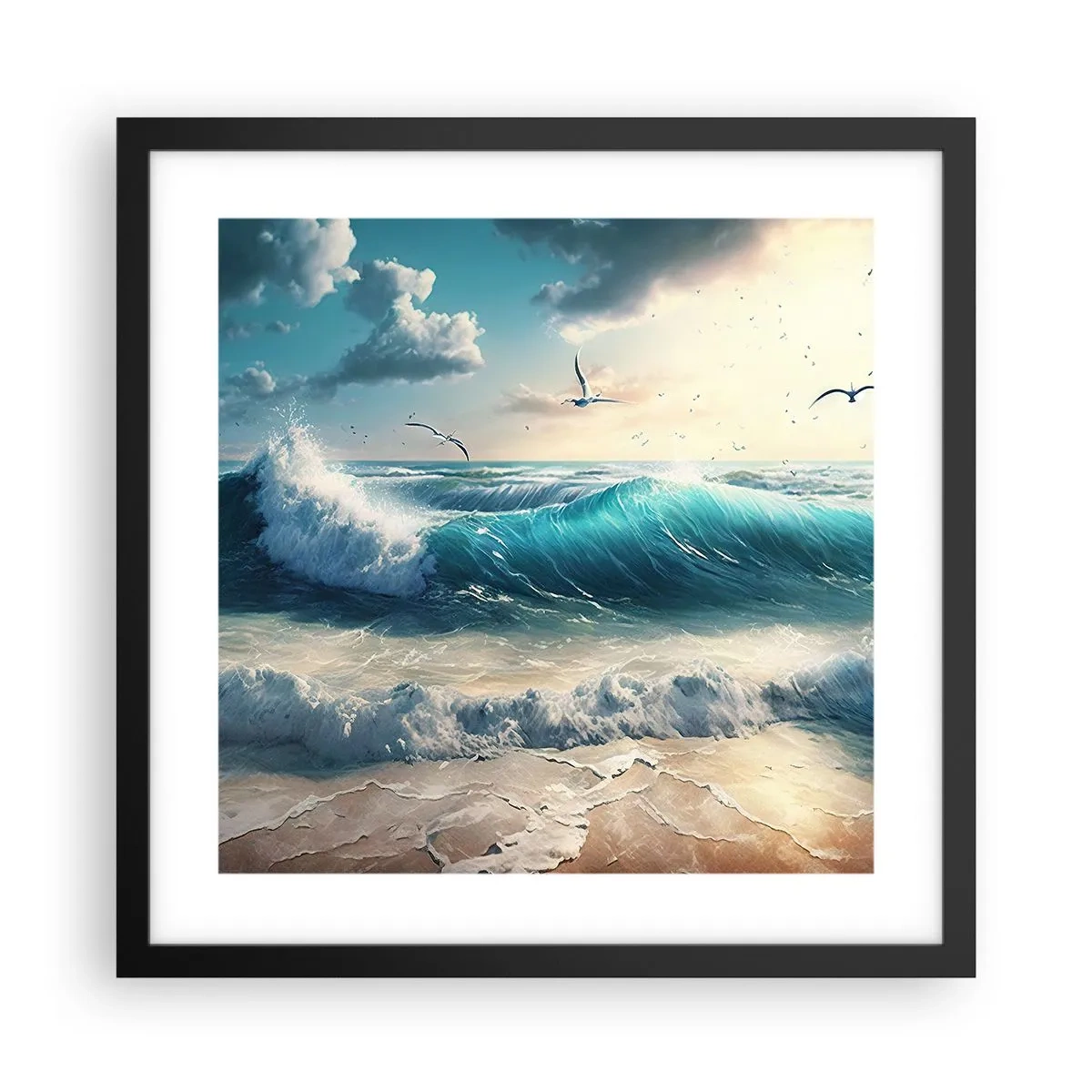 Poster în ramă neagră - Sunetul valurilor doar pentru tine - 40x40 cm