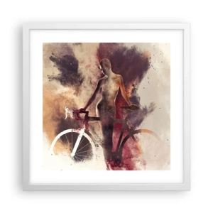 Poster în ramă albă - În forme de marmură sufletul ciclist - 40x40 cm