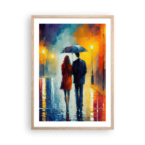 Poster în ramă de stejar deschis - Împreună - o noapte plină de culoare - 50x70 cm