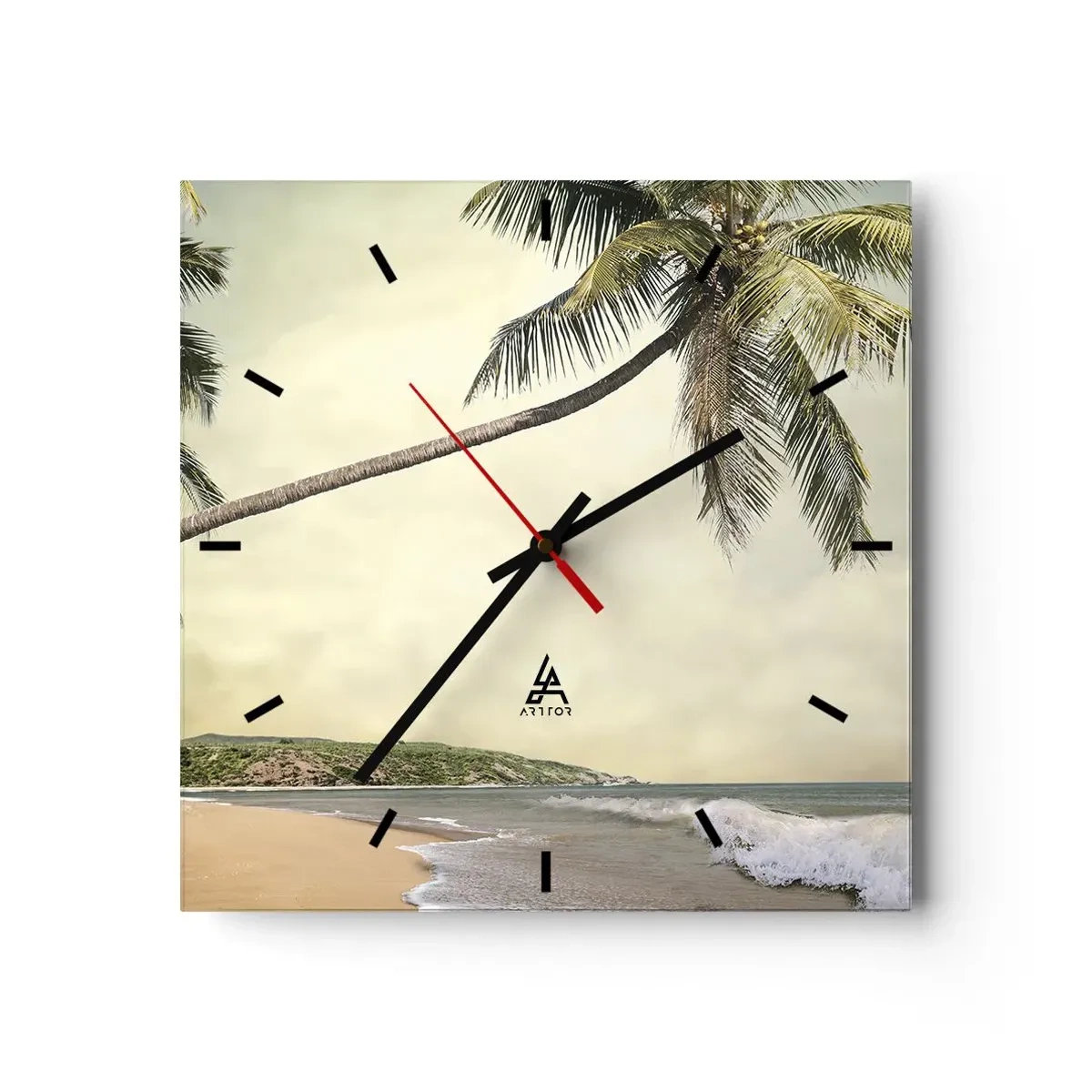 Ceas de perete - Ceas pe sticlă - Vis tropical - 30x30 cm
