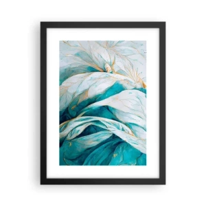 Poster în ramă neagră - Abstractul albastru cu motiv auriu - 30x40 cm