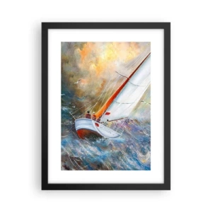 Poster în ramă neagră - Alergătoare pe valuri - 30x40 cm