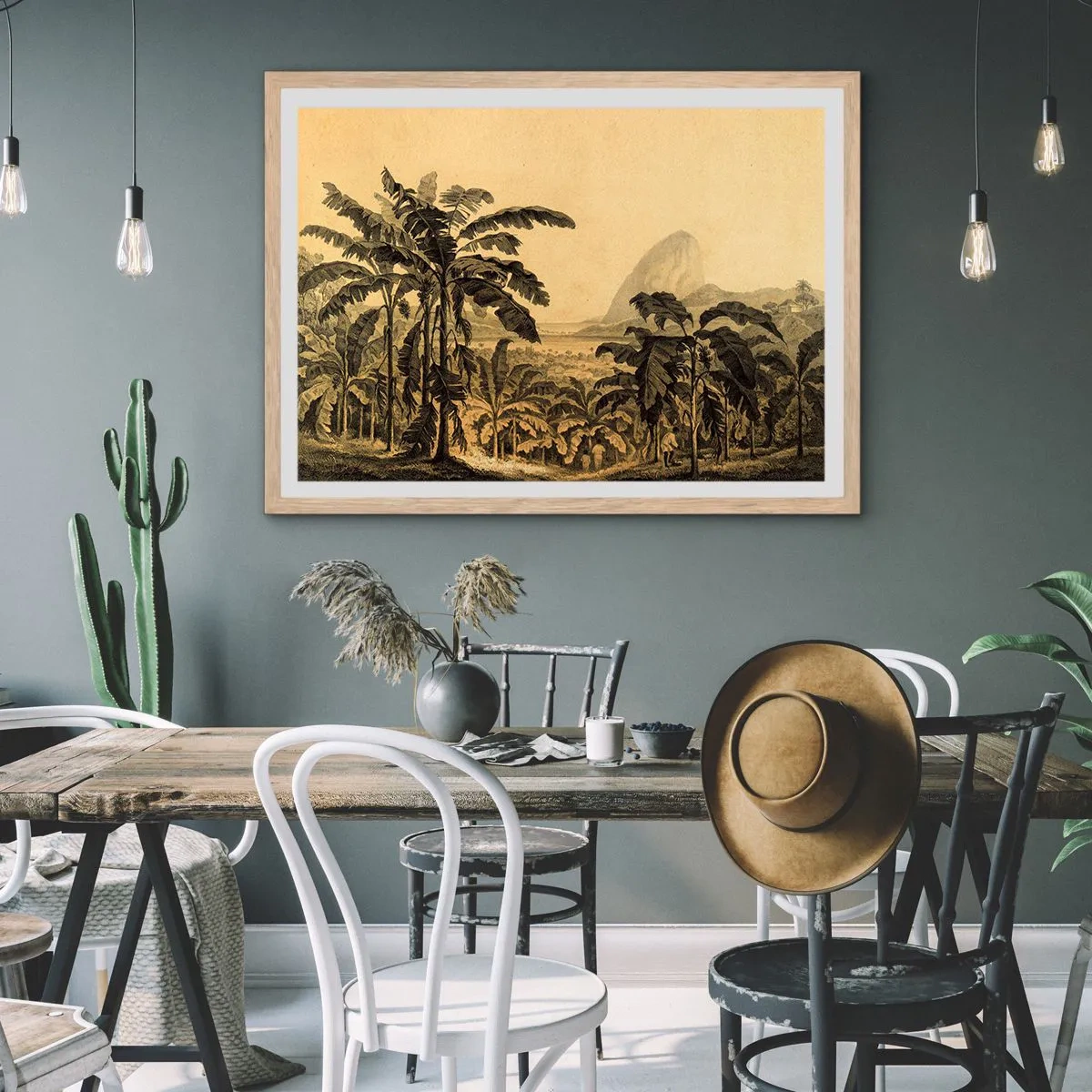 Poster în ramă de stejar deschis - În stil colonial - 70x50 cm