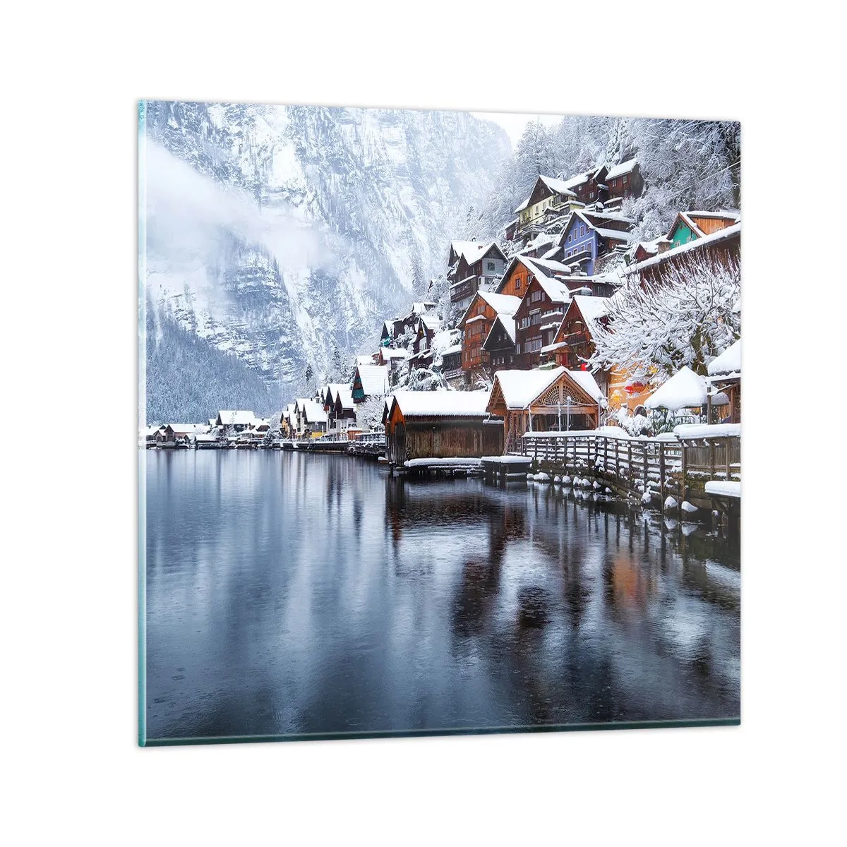 Tablou pe sticlă - În decor de iarnă - 30x30 cm