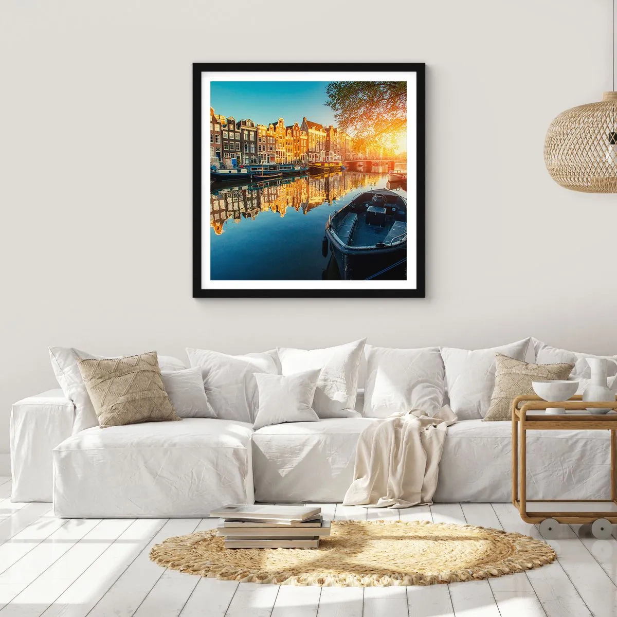 Poster în ramă neagră - Dimineața în Amsterdam - 30x30 cm
