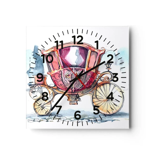 Ceas de perete - Ceas pe sticlă - Pentru nuntă sau pentru bal? - 30x30 cm