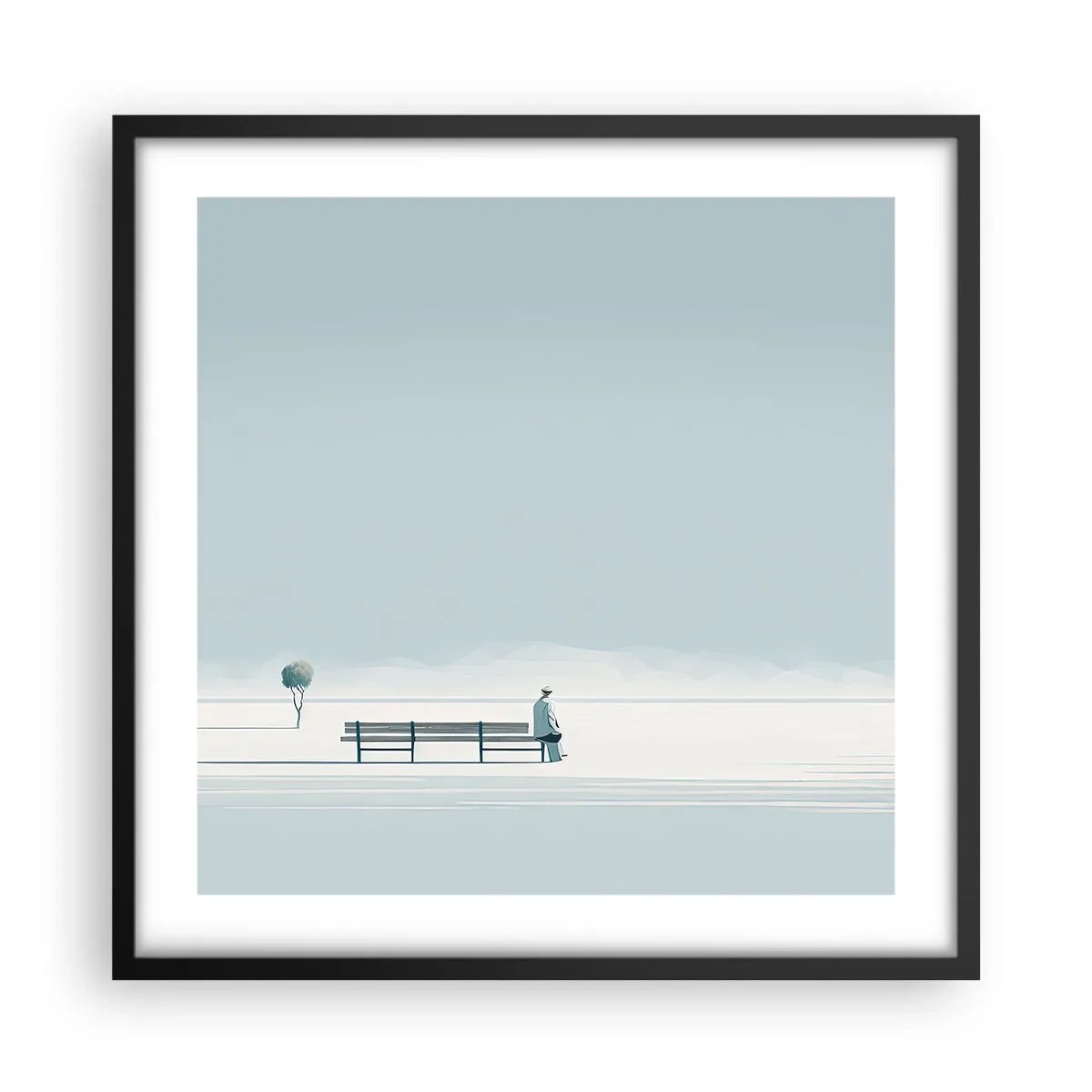 Poster în ramă neagră - Da, aștept. - 50x50 cm