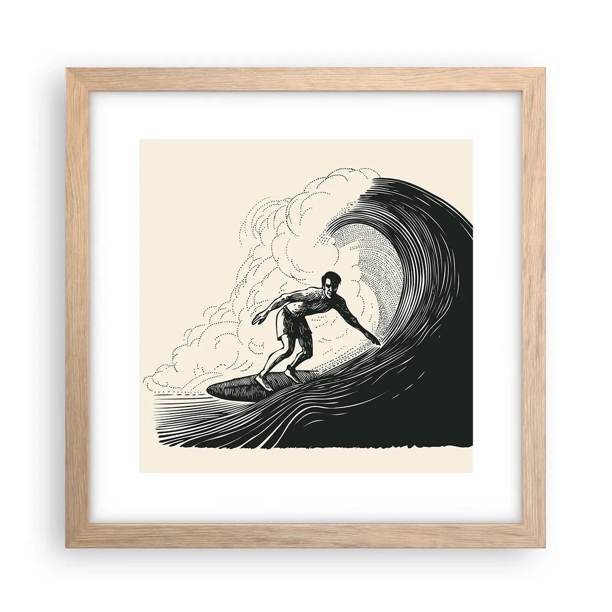 Poster în ramă de stejar deschis - Regele valului - 30x30 cm
